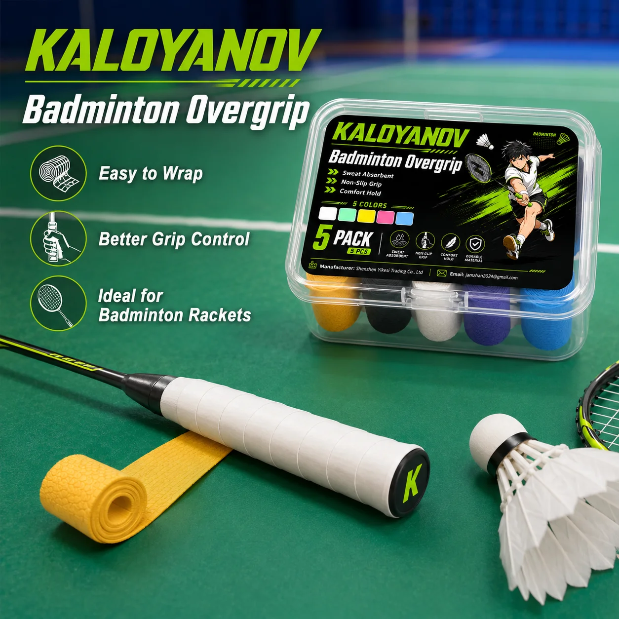 Badminton Materi - Tennis-Overgrip Badminton-Overgrip Pickleball-Overgrip Rutschfestes Perforiertes Superabsorbierendes