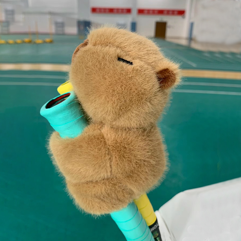 Badminton Grip - Niedlicher Capybara-Badminton-Schlägergriff, dekorative Griffabdeckung, Plüschpuppe, Pong-Kreis,